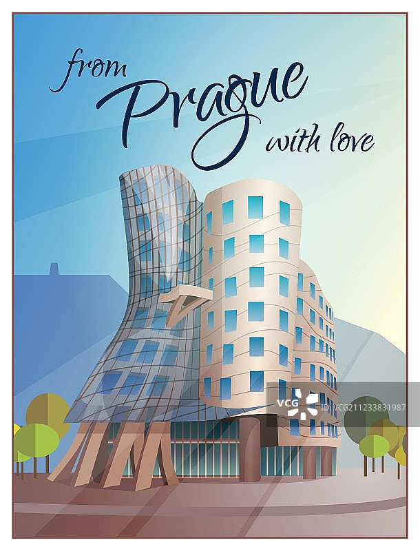 布拉格跳舞的房子海报图片素材