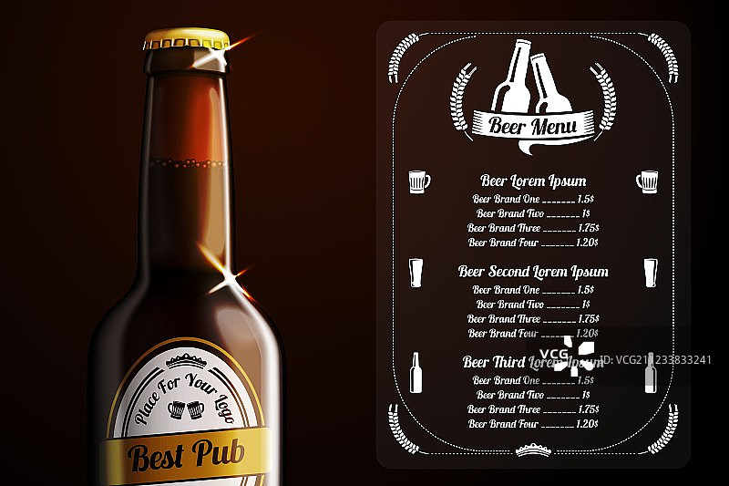 啤酒和酒精饮品菜单模板图片素材