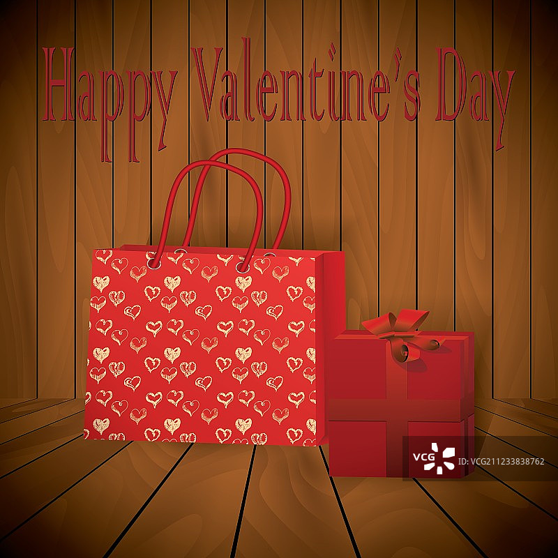 情人节逼真红色购物袋图片素材