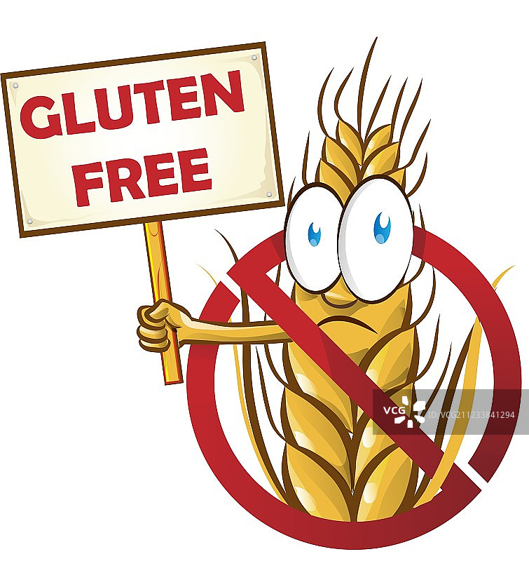 卡通小麦与标牌（白色背景）图片素材