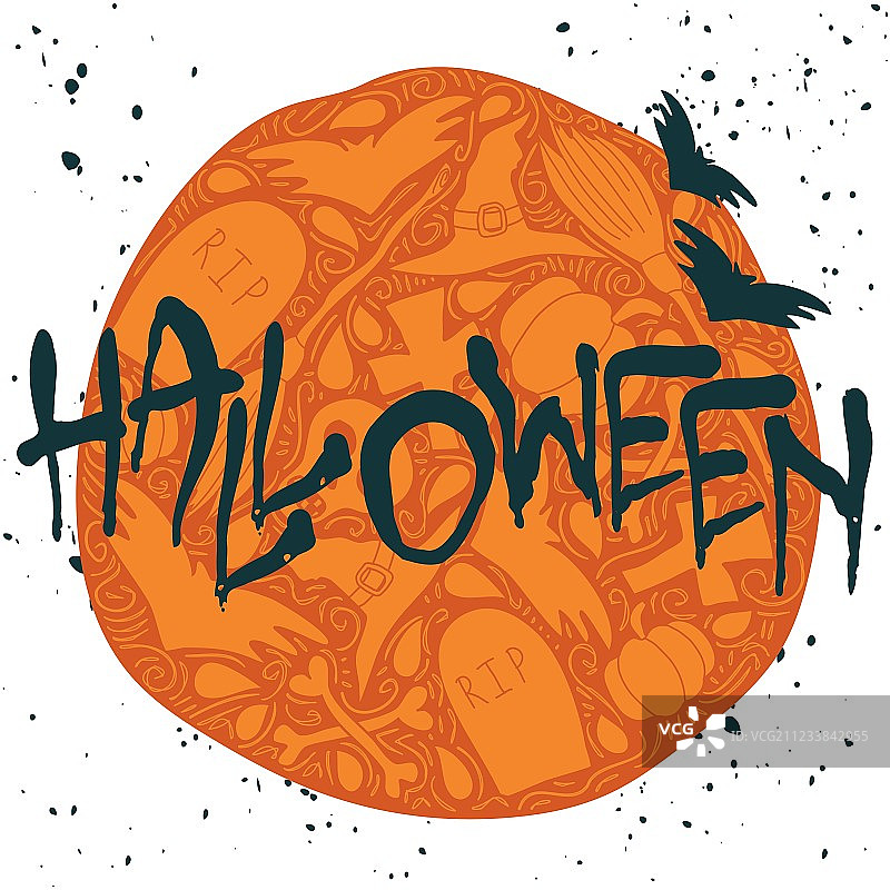 万圣节海报与黑色手写字母图片素材