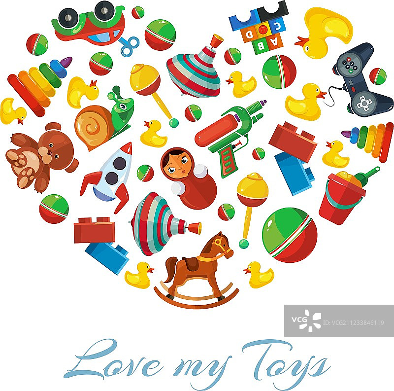 白色背景上心形玩具图标图片素材