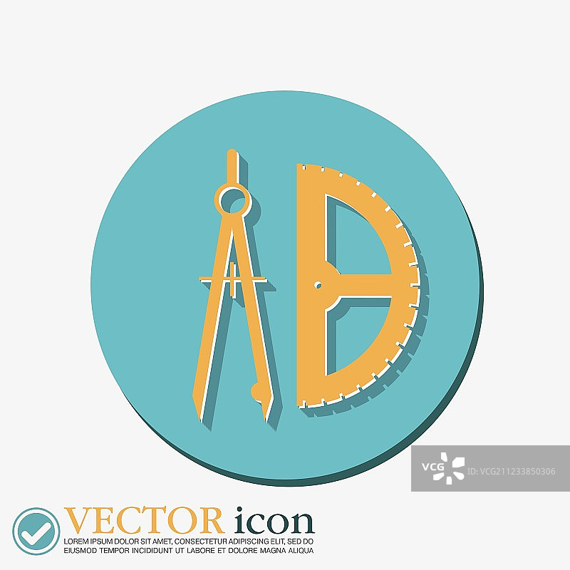 指南针和量角器教育标志图片素材