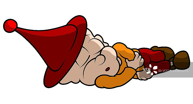 熟睡的红色小精灵图片素材