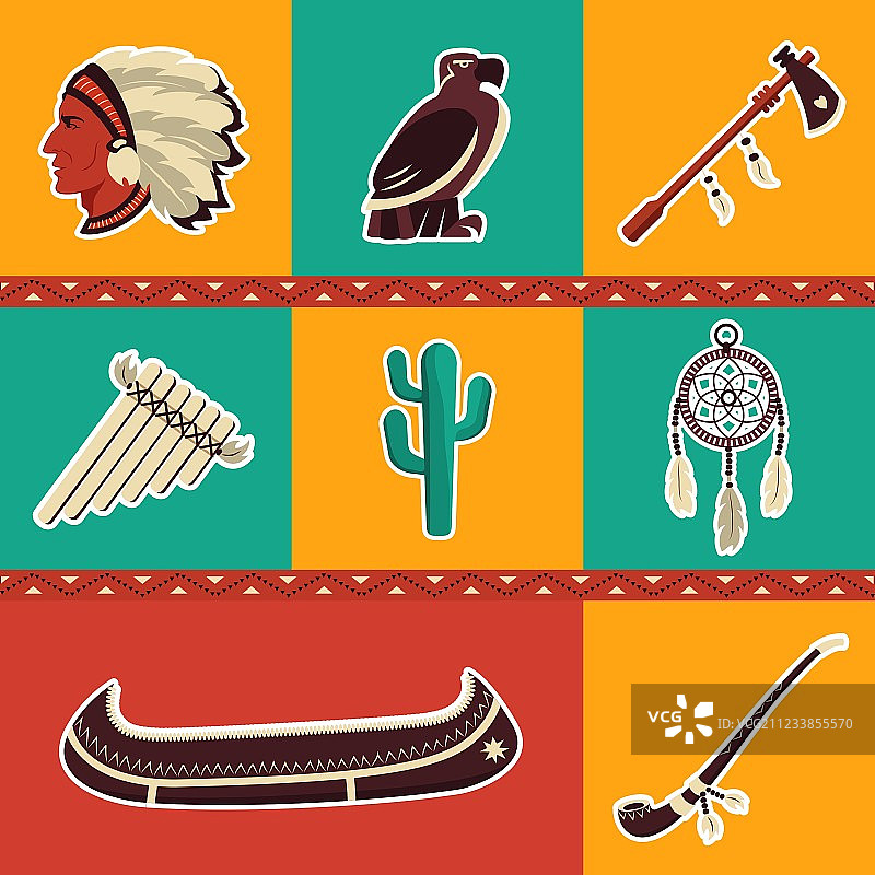 美洲印第安人图标合集图片素材