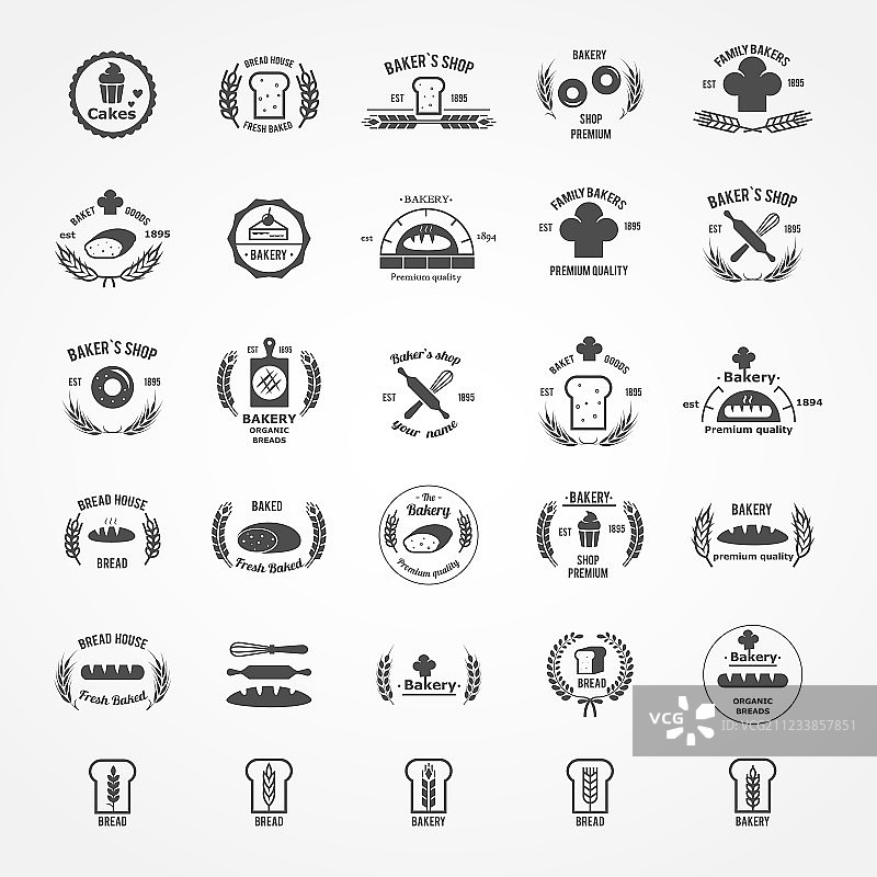 复古面包店logo套件图片素材