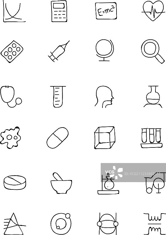 手绘涂鸦科学图标2图片素材
