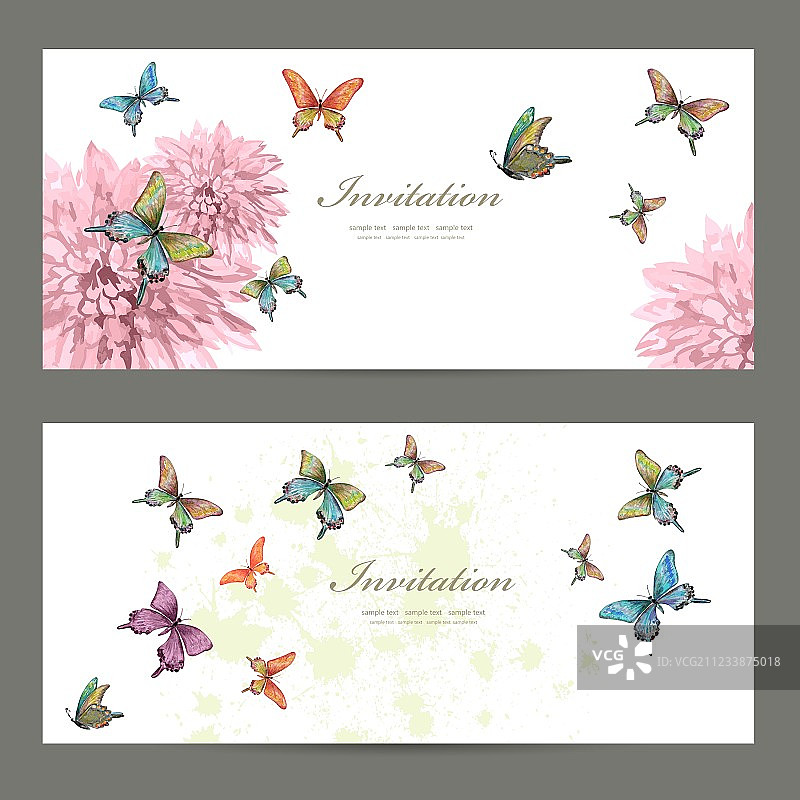 蝴蝶邀请卡设计合集图片素材