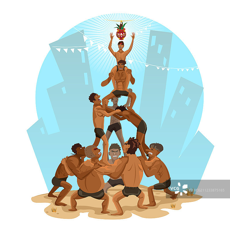 克里希纳 Janmashtami 节的 Dahi Handi 仪式图片素材