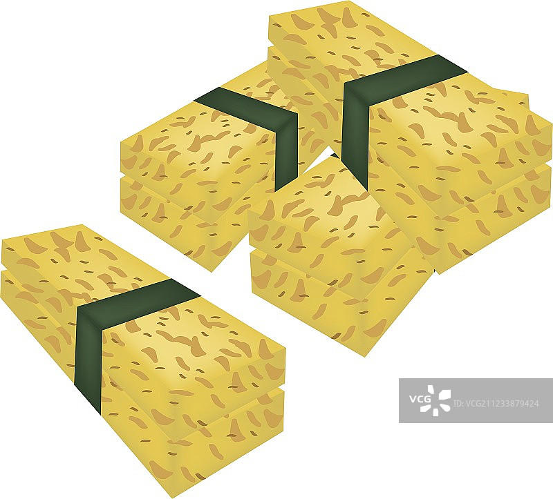 白色盘子上的煎蛋寿司或玉子烧寿司图片素材