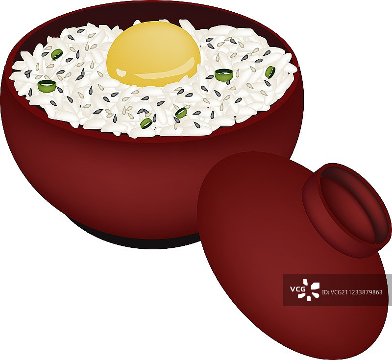 生鸡蛋葱花米饭图片素材