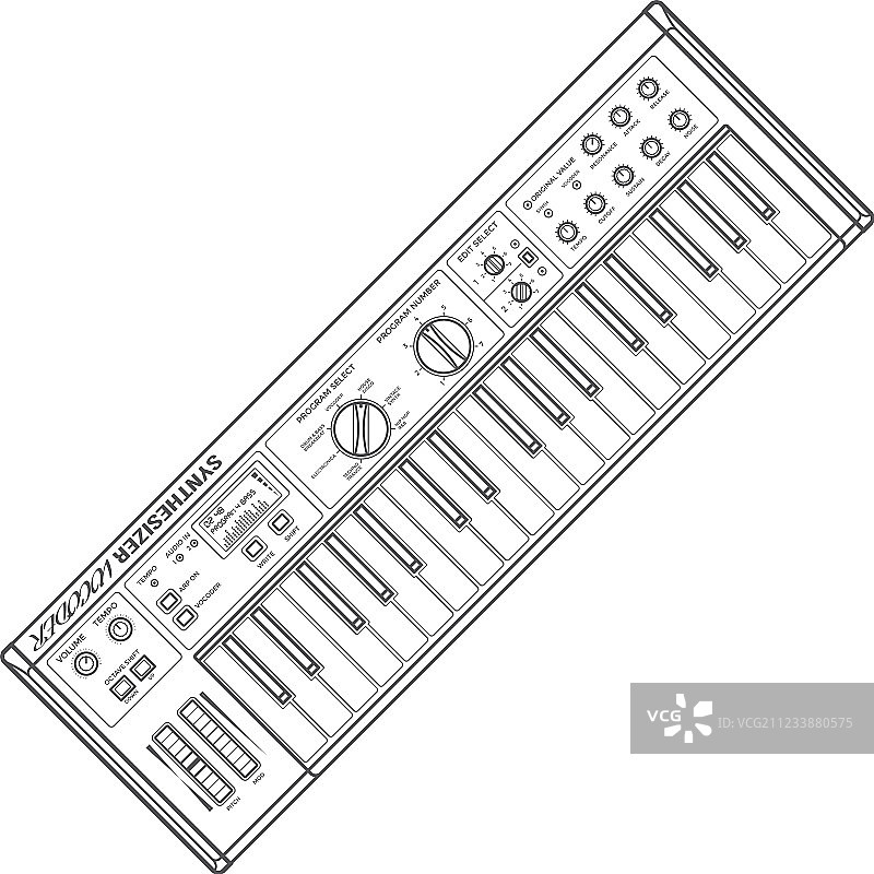 深色单色轮廓钢琴卷轴合成器图片素材
