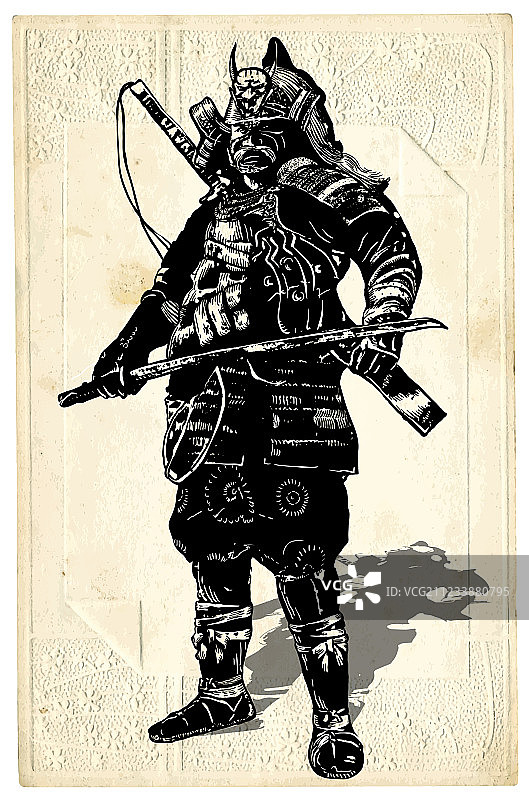 日本文化手绘：武士将军图片素材