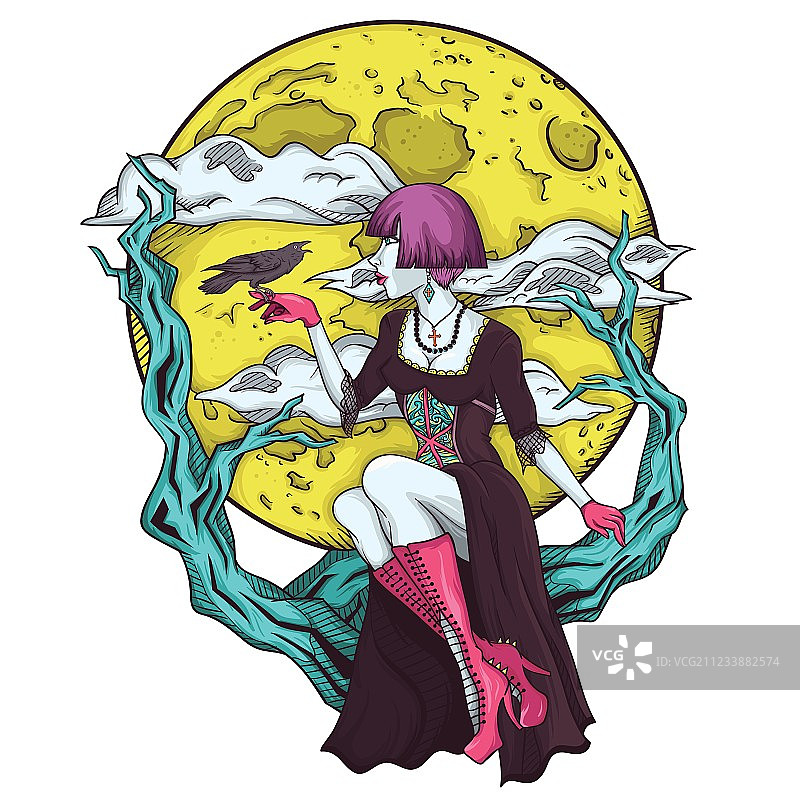 哥特风月亮王子卡通形象图片素材