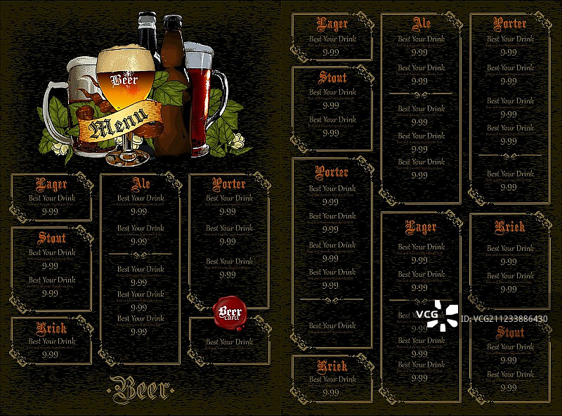 啤酒菜单图片素材