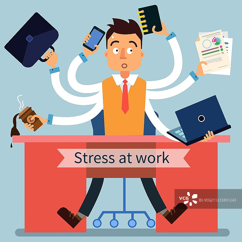 多手工作下的压力男人图片素材