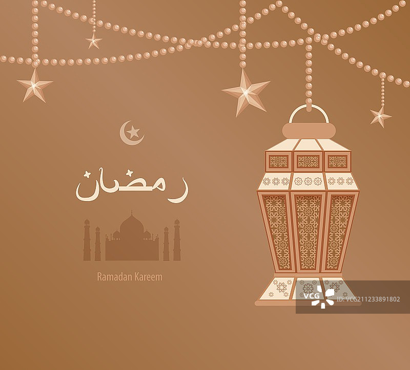 米色阿拉伯蔓藤花纹斋月图片素材