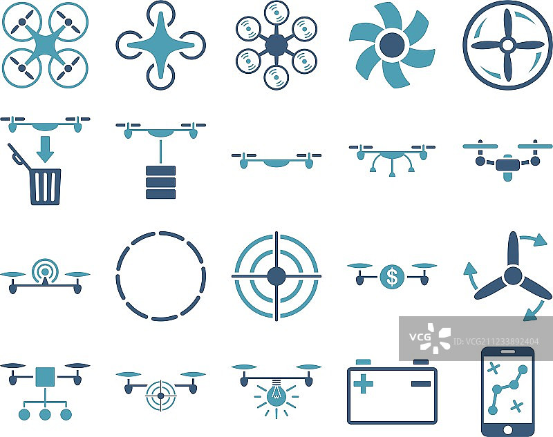 无人机和四轴飞行器工具图标图片素材