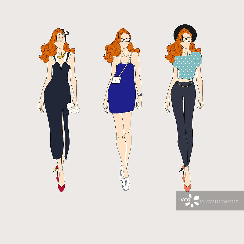 手绘时尚模特图片素材