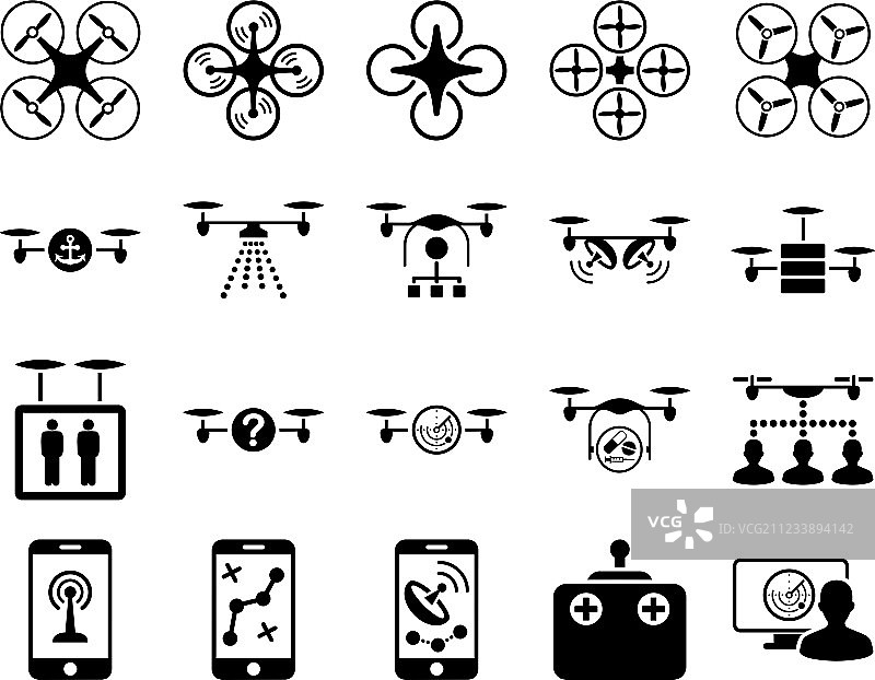 无人机和四轴飞行器工具图标图片素材