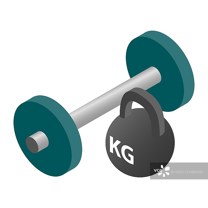 2.5D杠铃和重量器械3D图标图片素材
