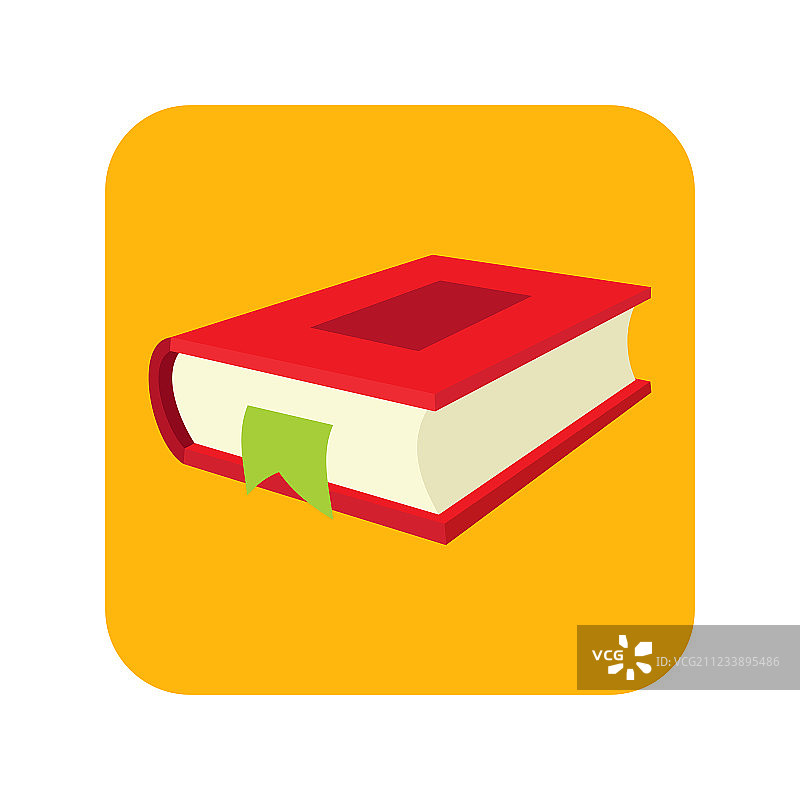 带书签的红色书籍扁平图标图片素材