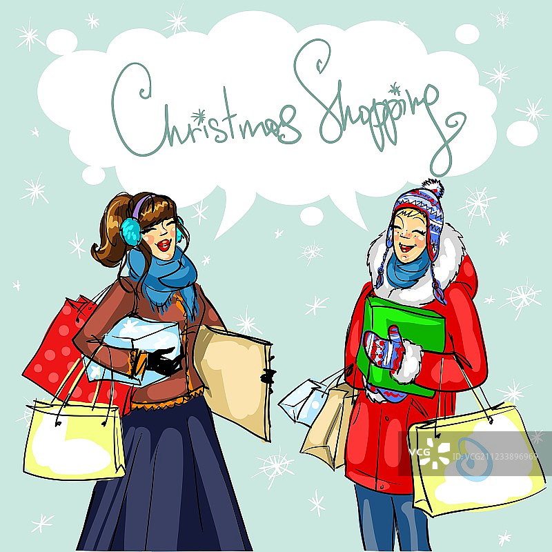 快乐的女人提着购物袋图片素材