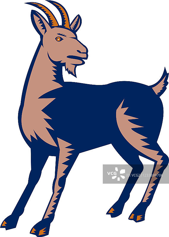 家山羊木刻图片素材