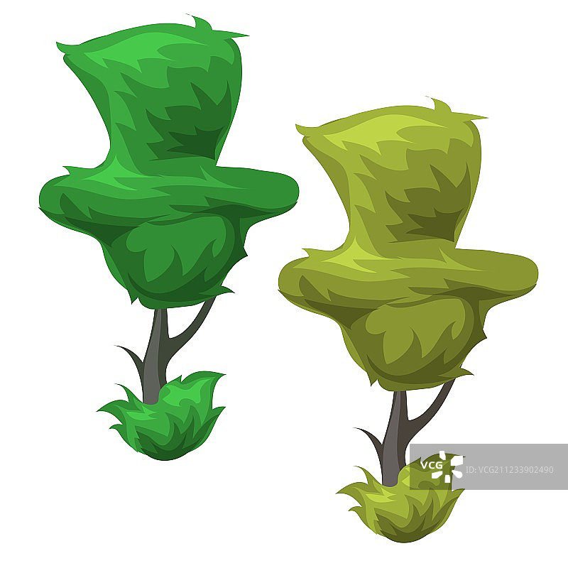 有趣的卡通风格方形树木图片素材