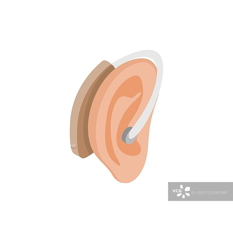 耳朵图标等距3D风格的助听器图片素材
