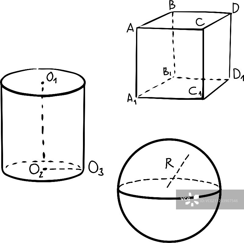 几何立方体球体和圆柱体形状图片素材