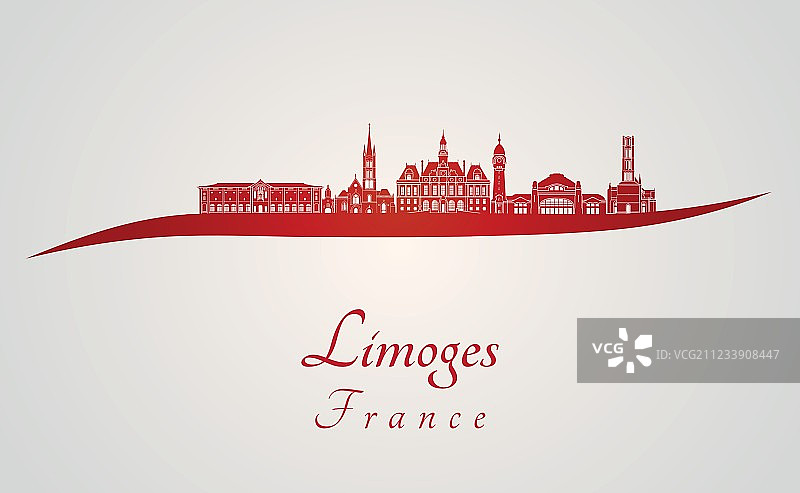 红色利摩日天际线图片素材