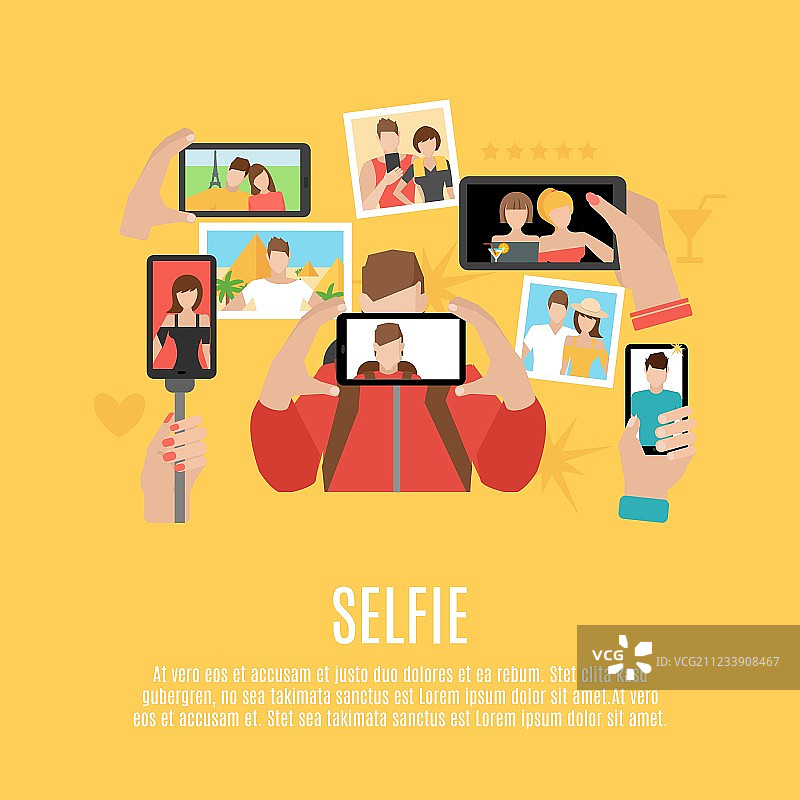 扁平风格的自拍图标海报图片素材