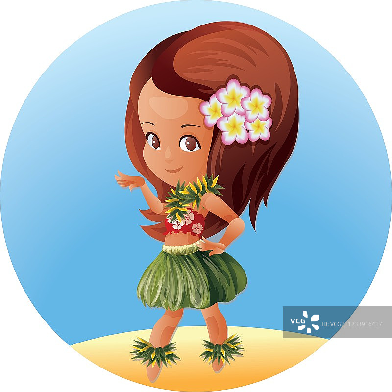草裙舞舞者夏威夷卡通人物图片素材