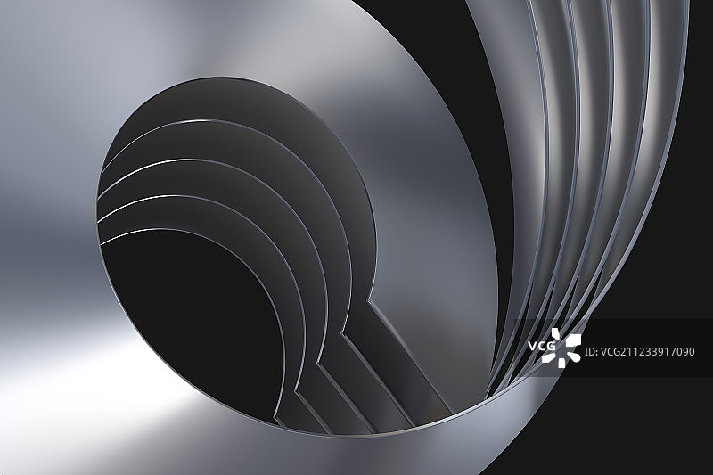 三维渲染，金属感渐变曲面图片素材