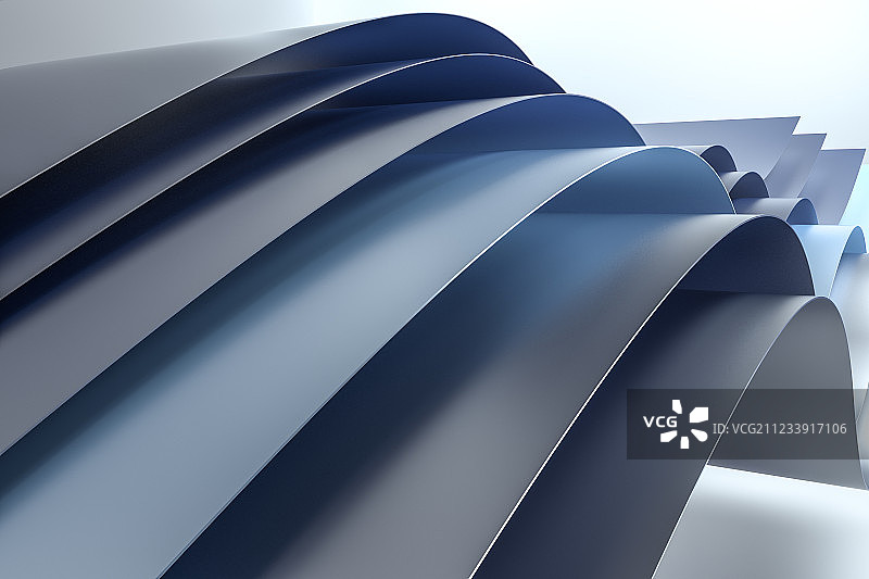 三维渲染，蓝色渐变曲面背景图片素材