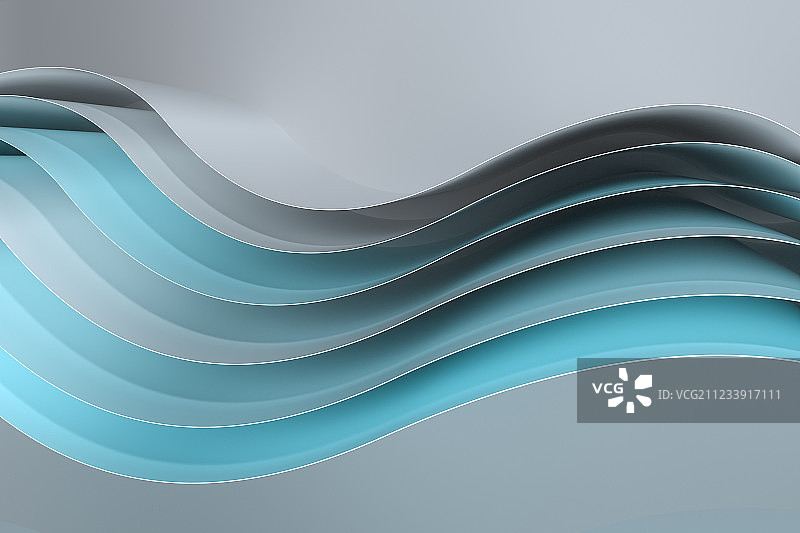 三维渲染，蓝色渐变曲面背景图片素材