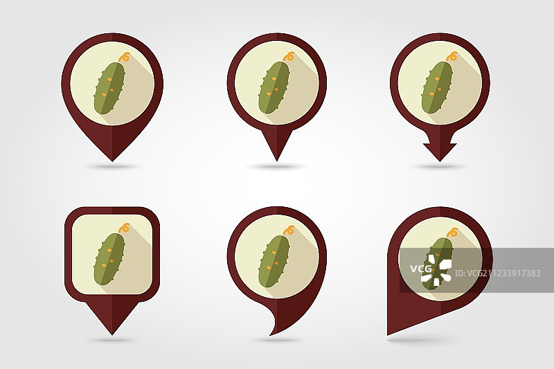 长阴影黄瓜扁平图标图片素材