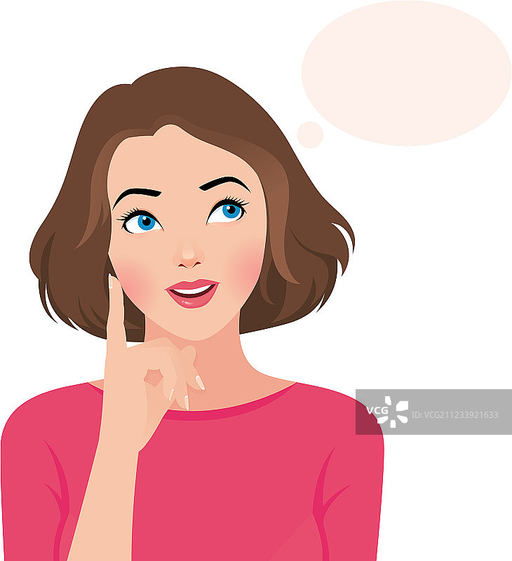 思考的美丽女孩肖像图片素材
