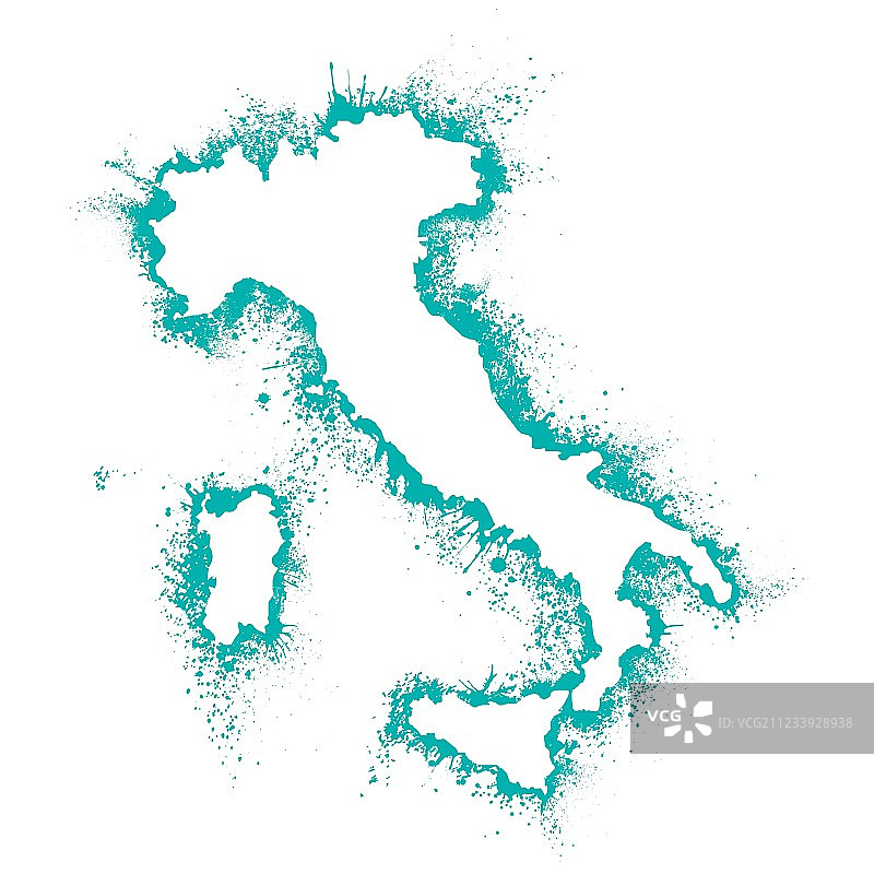 喷绘风格的意大利和西西里岛地图图片素材