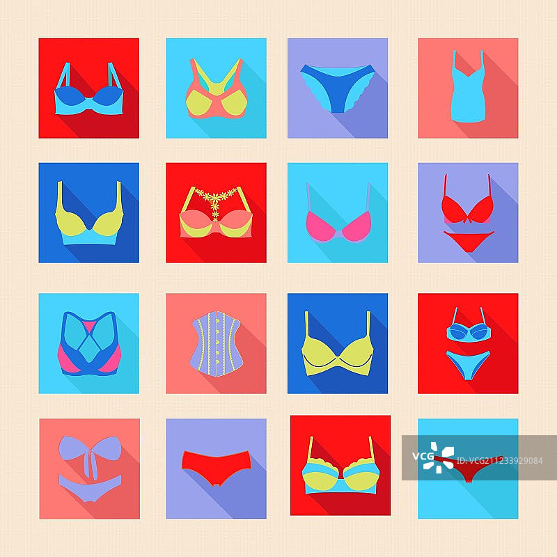 胸罩和平角裤图标扁平套装图片素材