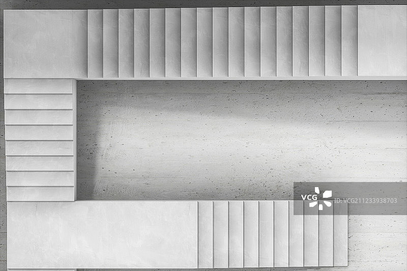 明亮室内的楼梯结构，三维渲染图片素材