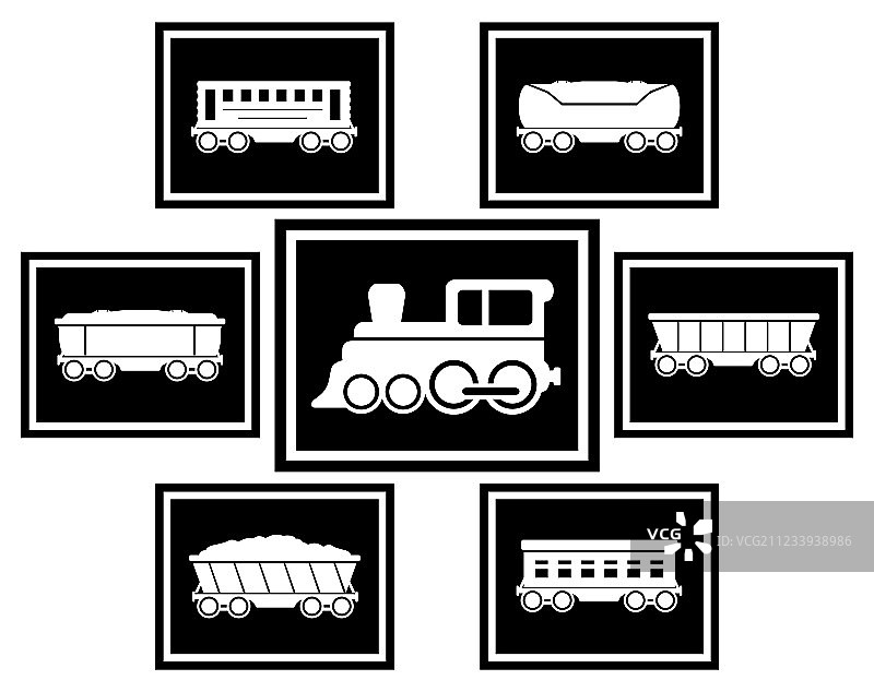 铁路运输图标集图片素材