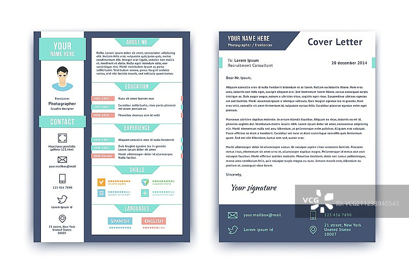 简历和求职信模板图片素材