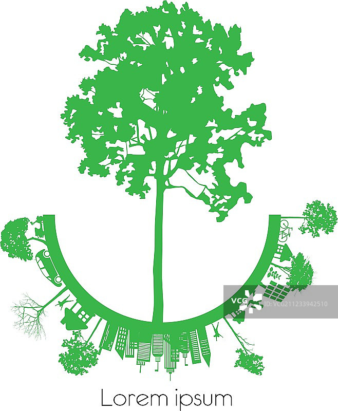 白色背景上的绿色环保地球图片素材