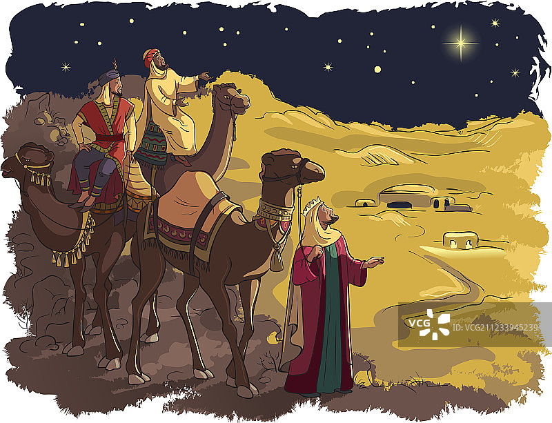 追随伯利恒之星的三位智者图片素材