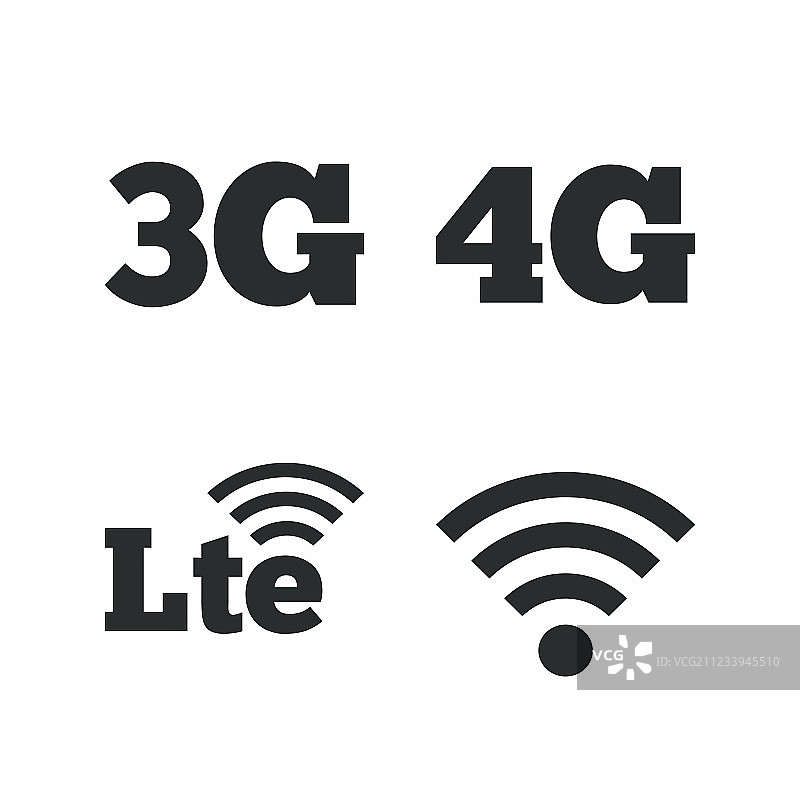 3G、4G和LTE移动通信图标图片素材
