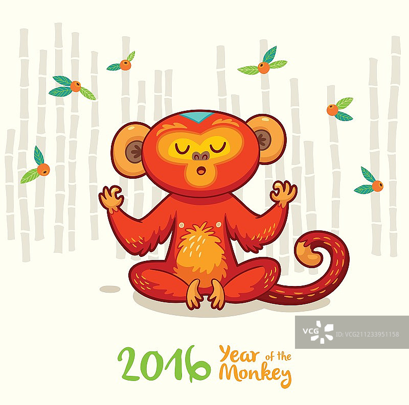 2016年新年贺卡：红猴图片素材