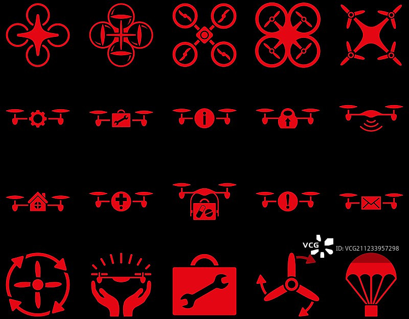 无人机和四轴飞行器工具图标图片素材