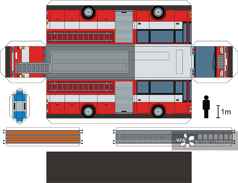 消防车纸模型图片素材